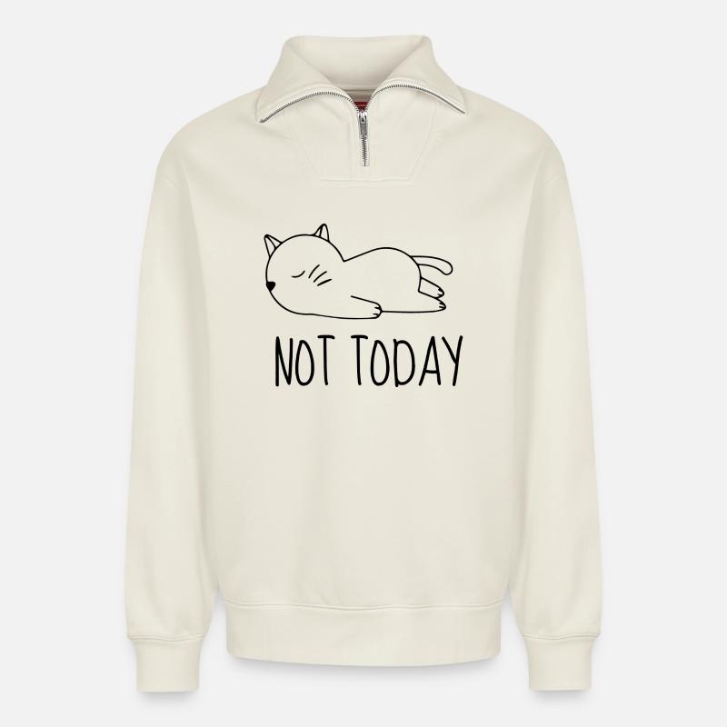 Nicht heute, Chat-Humor - Relaxed Unisex Organic Half Zip Sweatshirt – von SPREAD - Naturweiß