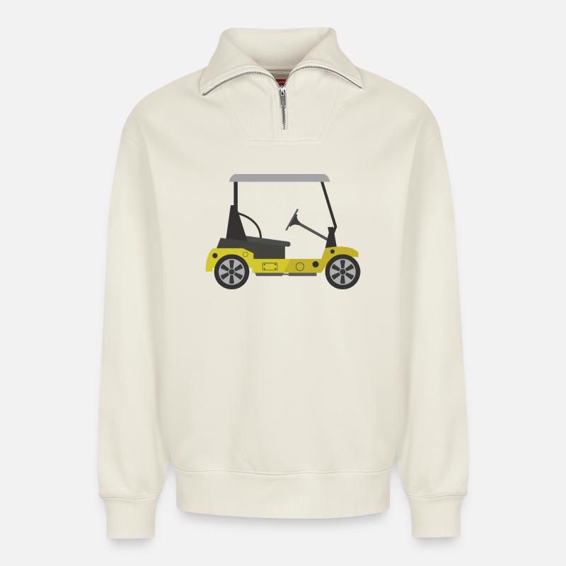 Golfwagen - Relaxed Unisex Organic Half Zip Sweatshirt – von SPREAD - Naturweiß