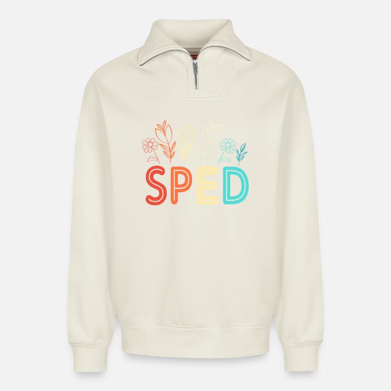 Sonderschule Lehrer Förderschule Pädagoge - Relaxed Unisex Organic Half Zip Sweatshirt – von SPREAD - Naturweiß