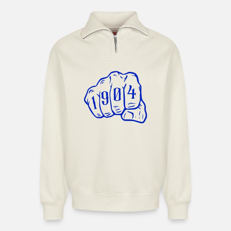 Ruhrpott Echte Gelsenkirchener seit 1904 - Relaxed Unisex Organic Half Zip Sweatshirt – von SPREAD - Naturweiß