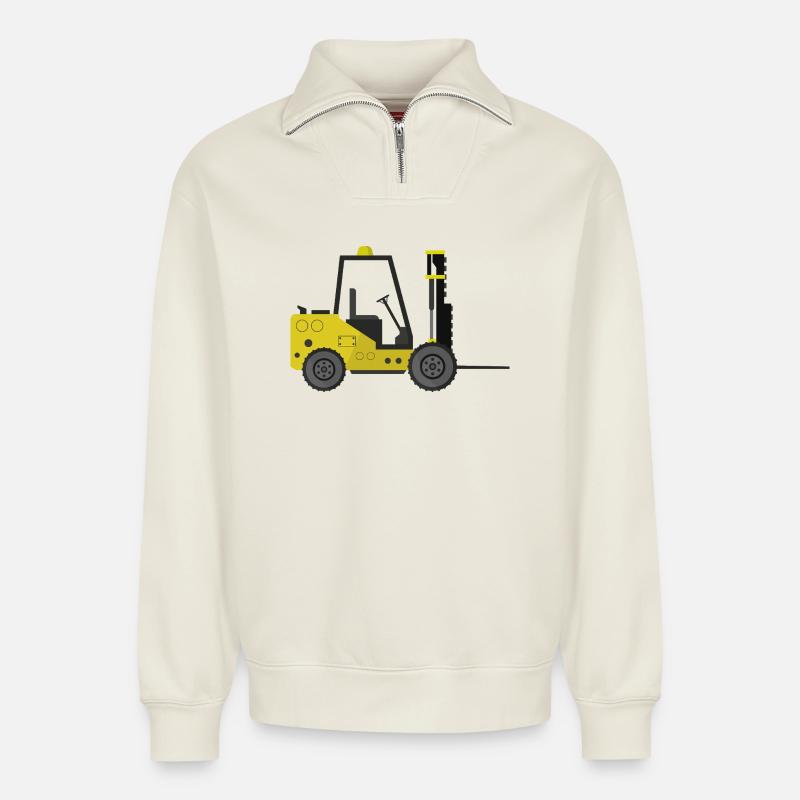 Gabelstapler - Relaxed Unisex Organic Half Zip Sweatshirt – von SPREAD - Naturweiß