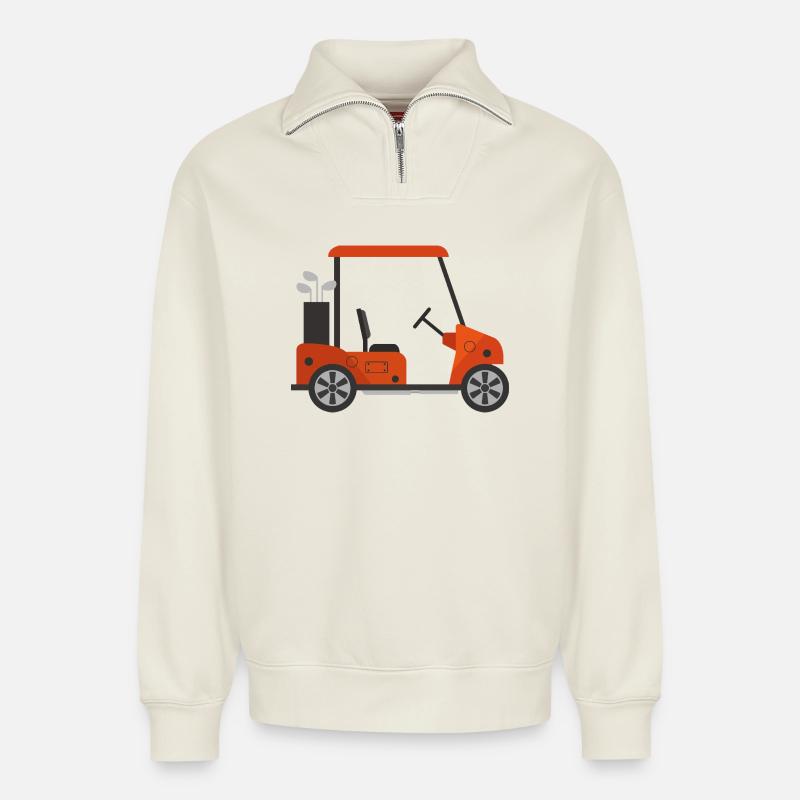 Golfwagen - Relaxed Unisex Organic Half Zip Sweatshirt – von SPREAD - Naturweiß