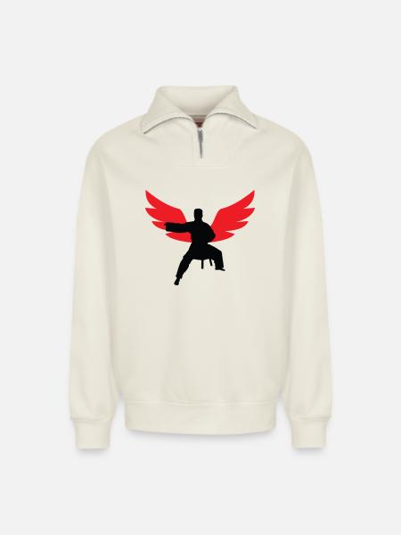 Aikido – Kampfsport – Aikido - Relaxed Unisex Organic Half Zip Sweatshirt – von SPREAD - Naturweiß