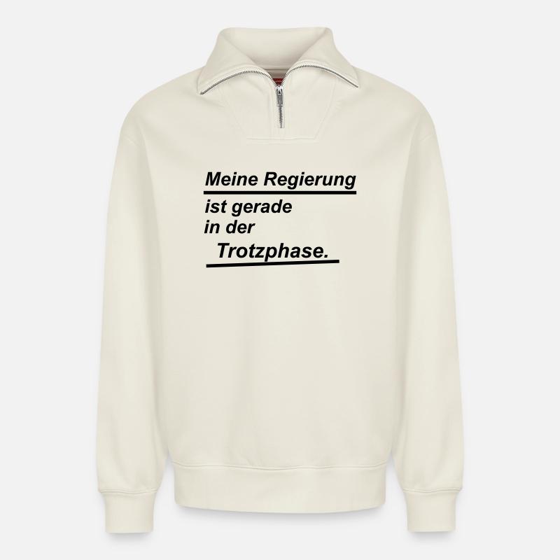 Trotzphase - Relaxed Unisex Organic Half Zip Sweatshirt – von SPREAD - Naturweiß