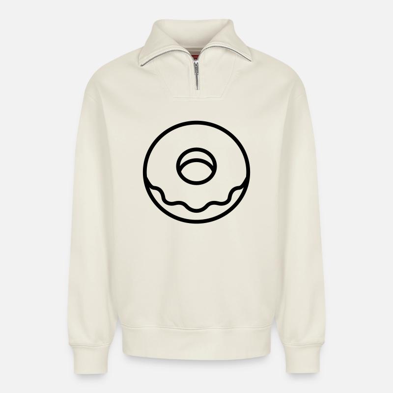 Doughnut - Relaxed Unisex Organic Half Zip Sweatshirt – by SPREAD - off white
