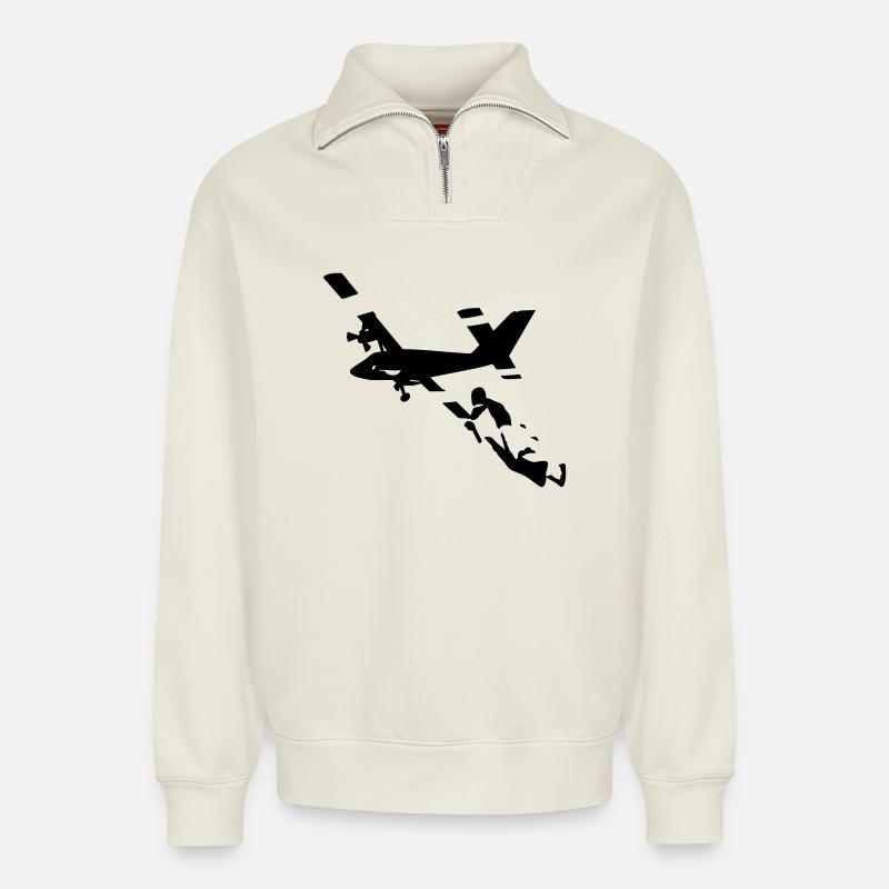 Combinaison ailée - Sweat unisexe décontracté en coton biologique à demi-zip – de SPREAD - blanc cassé