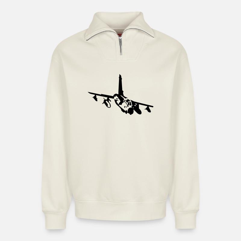 Tornade Jet - Sweat unisexe décontracté en coton biologique à demi-zip – de SPREAD - blanc cassé