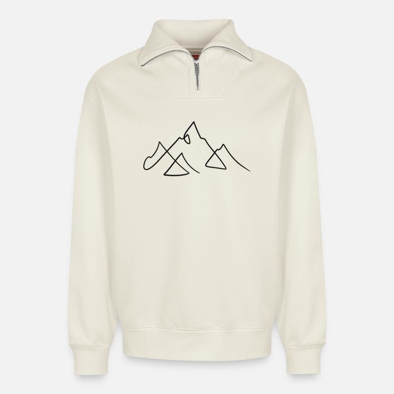 Moving Mountains - Relaxed Unisex Organic Half Zip Sweatshirt – by SPREAD - off white