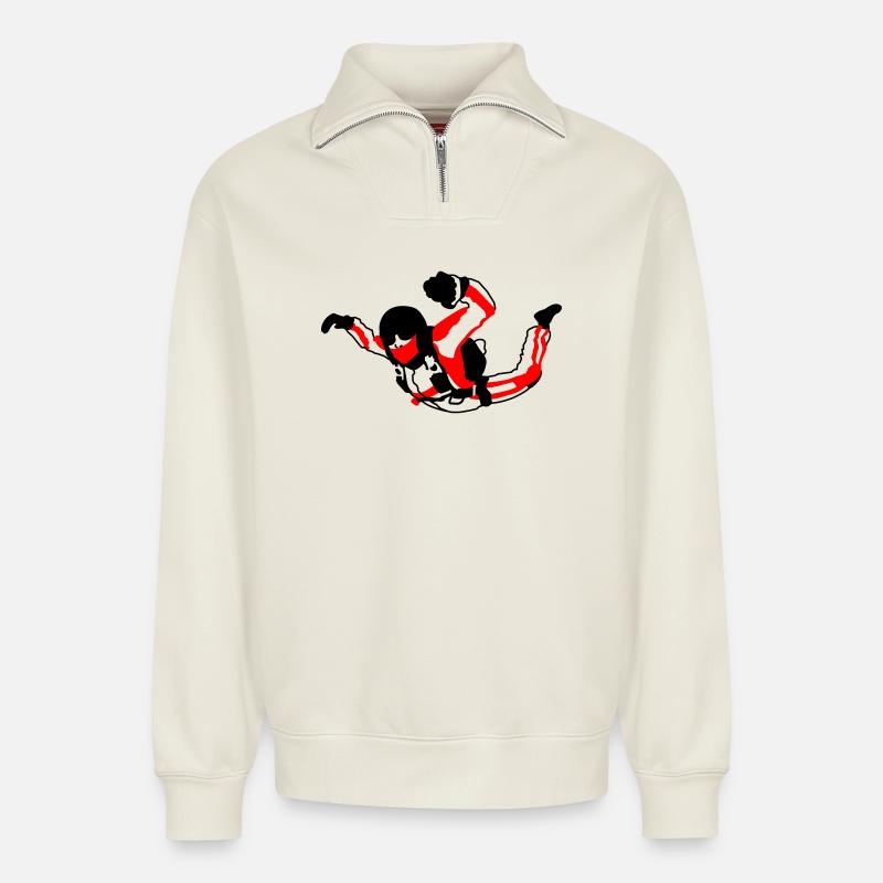 Skydiver - Relaxed Unisex Organic Half Zip Sweatshirt – von SPREAD - Naturweiß