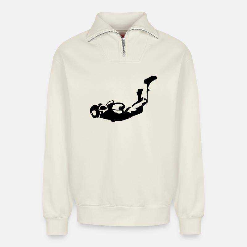 Skydiver - Relaxed Unisex Organic Half Zip Sweatshirt – by SPREAD - off white