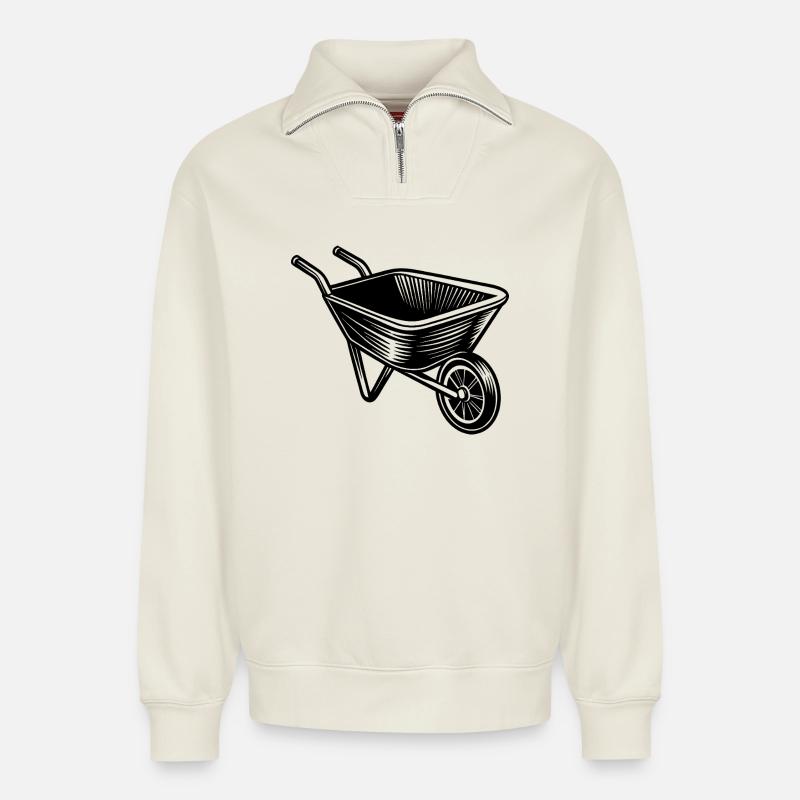 Schubkarre - Relaxed Unisex Organic Half Zip Sweatshirt – von SPREAD - Naturweiß