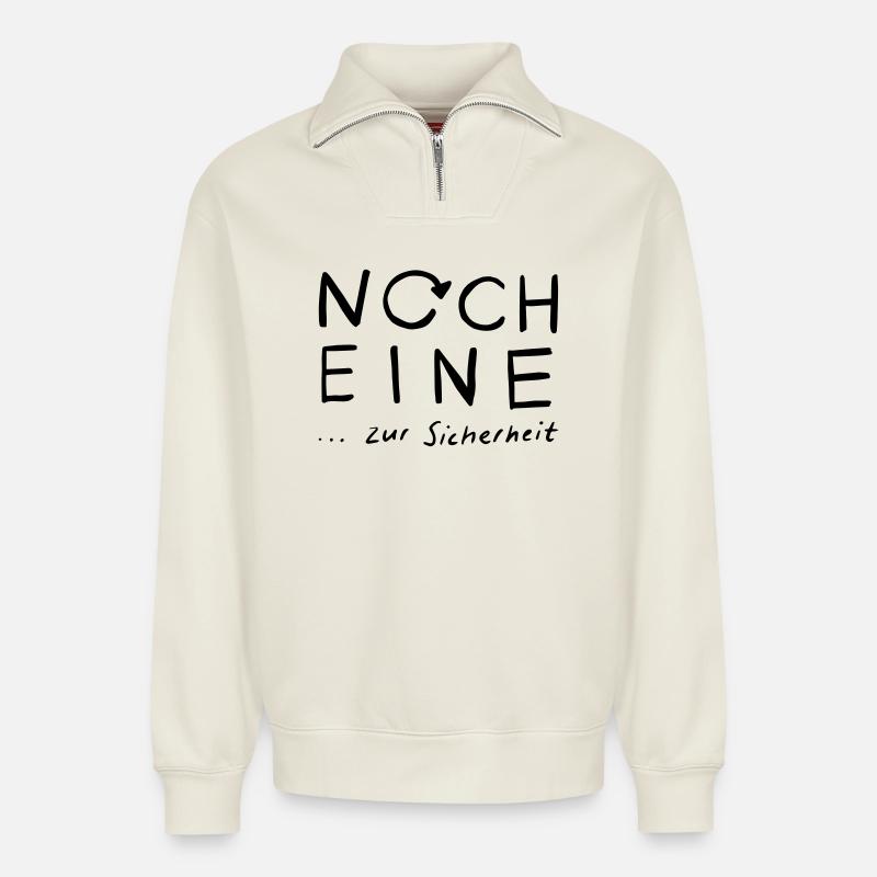 Noch eine...zur Sicherheit - Relaxed Unisex Organic Half Zip Sweatshirt – von SPREAD - Naturweiß