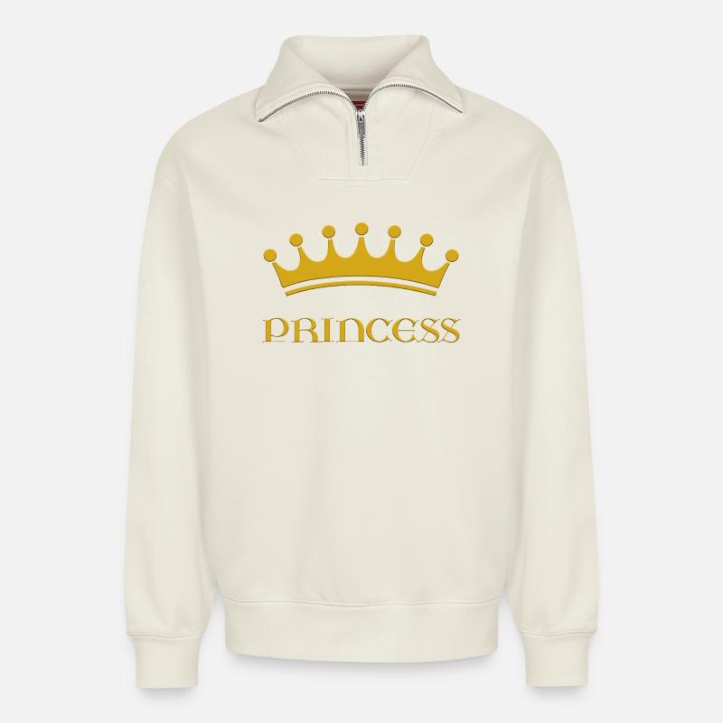 princess - Relaxed Unisex Organic Half Zip Sweatshirt – von SPREAD - Naturweiß