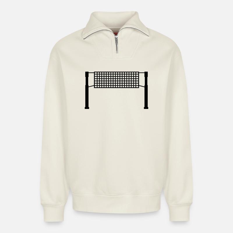 Volleyballnetz - Relaxed Unisex Organic Half Zip Sweatshirt – von SPREAD - Naturweiß