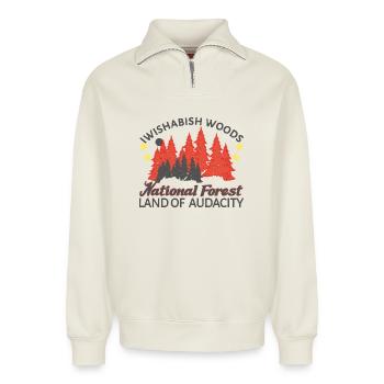 Iwishabish Woods Vintage Look - Relaxed Unisex Organic Half Zip Sweatshirt – by SPREAD - off white - Front