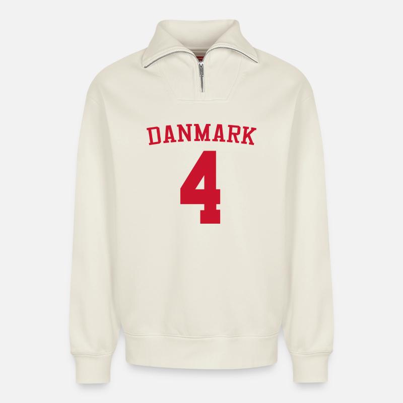 Dänemark 4 Sport - Relaxed Unisex Organic Half Zip Sweatshirt – von SPREAD - Naturweiß