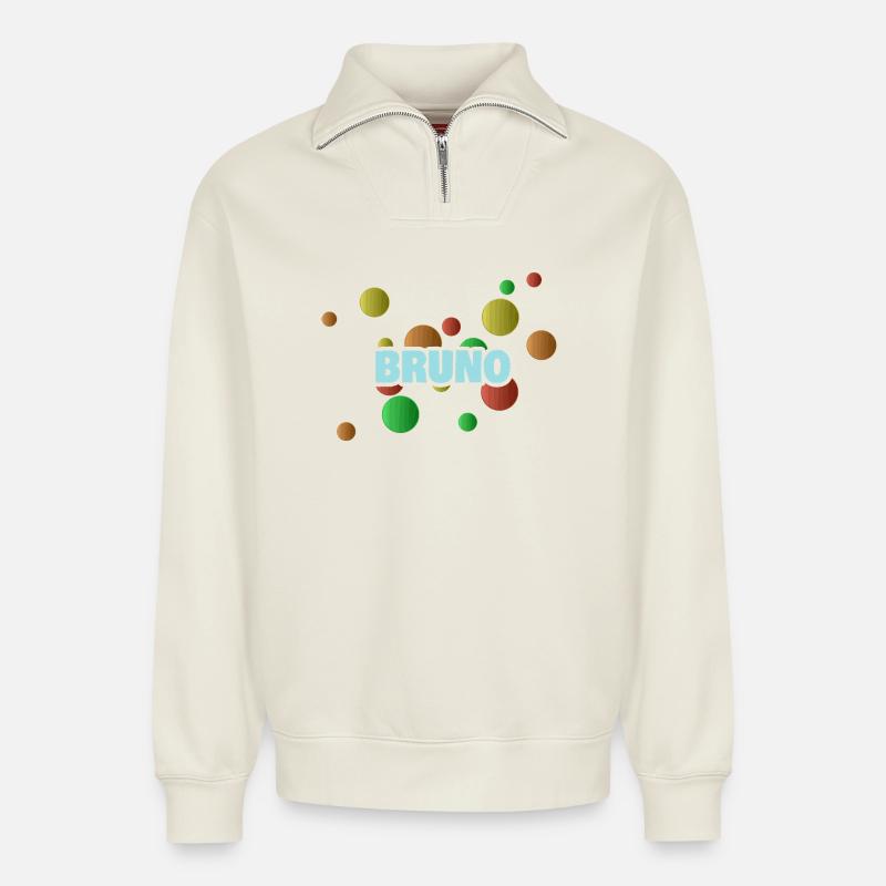 Bruno - Relaxed Unisex Organic Half Zip Sweatshirt – by SPREAD - off white