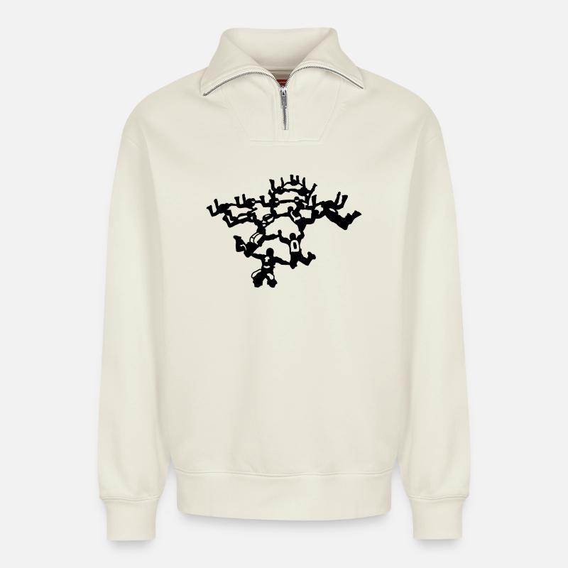 Fallschirmsport - Relaxed Unisex Organic Half Zip Sweatshirt – von SPREAD - Naturweiß
