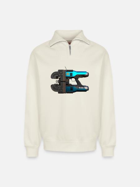 Space Drop Lasercutter - Relaxed Unisex Organic Half Zip Sweatshirt – von SPREAD - Naturweiß