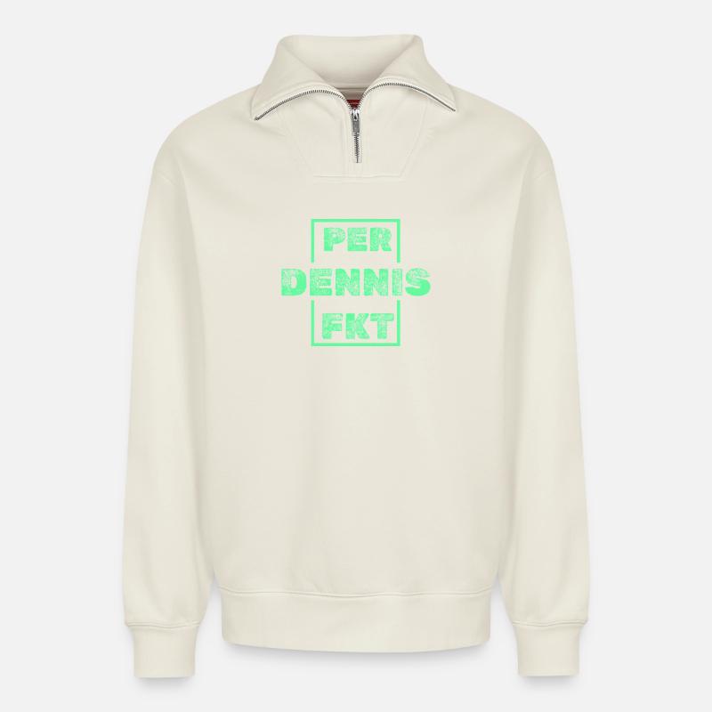 Dennis - Relaxed Unisex Organic Half Zip Sweatshirt – von SPREAD - Naturweiß