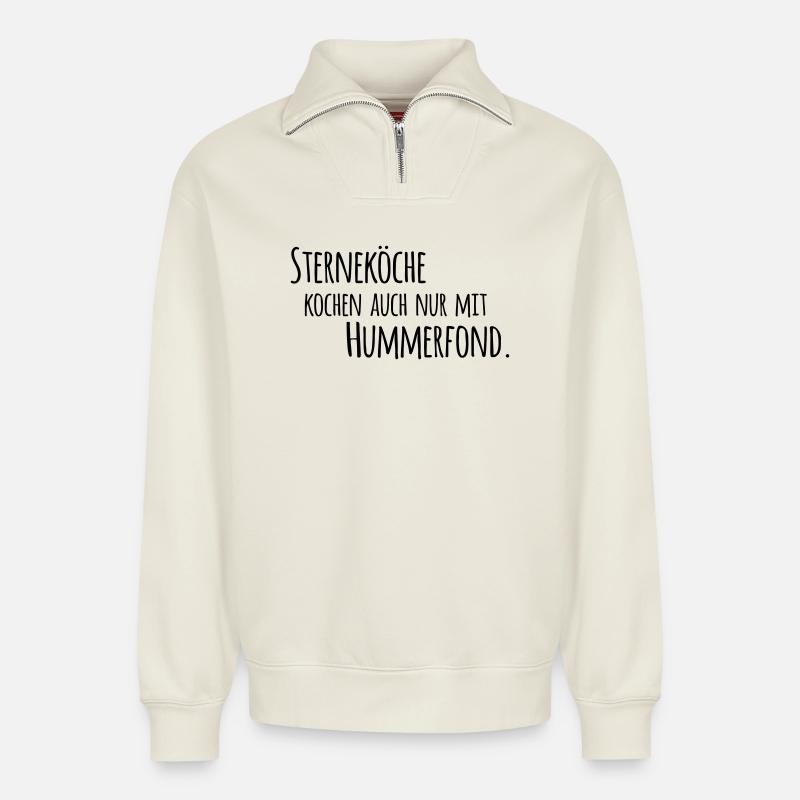 Hummerfond - Relaxed Unisex Organic Half Zip Sweatshirt – von SPREAD - Naturweiß