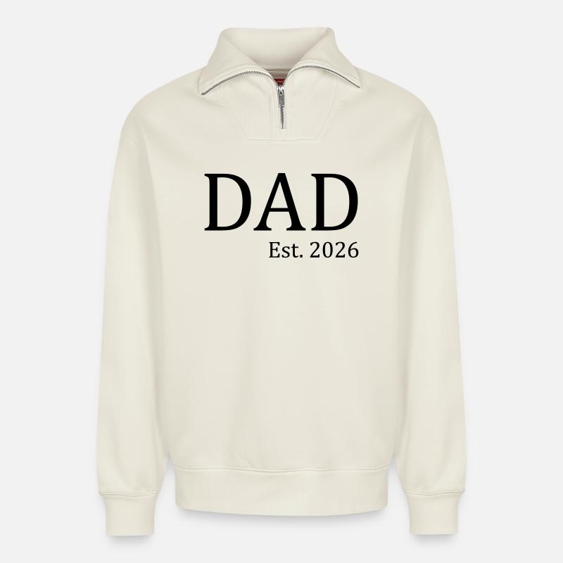 Dad Est. 2026 - Relaxed Unisex Organic Half Zip Sweatshirt – von SPREAD - Naturweiß