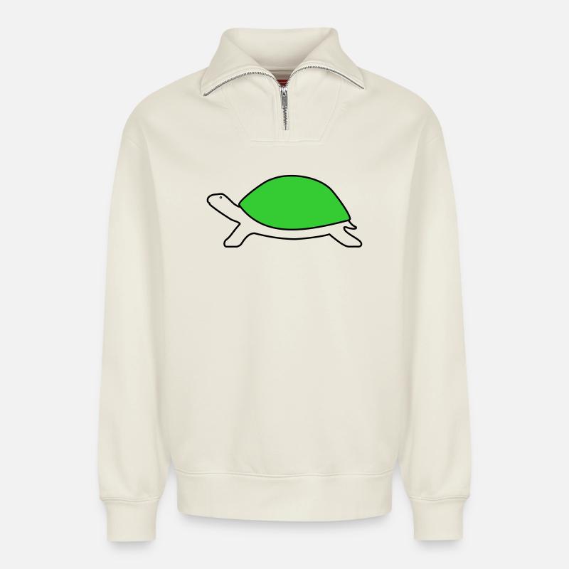 Schildkröte - Relaxed Unisex Organic Half Zip Sweatshirt – von SPREAD - Naturweiß