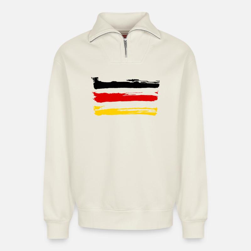 Germany - Relaxed Unisex Organic Half Zip Sweatshirt – by SPREAD - off white