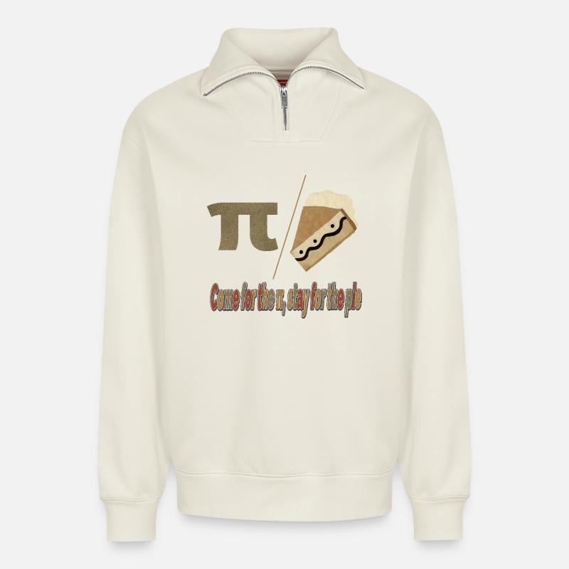 Pi Pie Pun Tee - Relaxed Unisex Organic Half Zip Sweatshirt – von SPREAD - Naturweiß