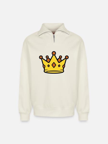 Golden King Crown Jewels Vector - Relaxed Unisex Organic Half Zip Sweatshirt – by SPREAD - off white