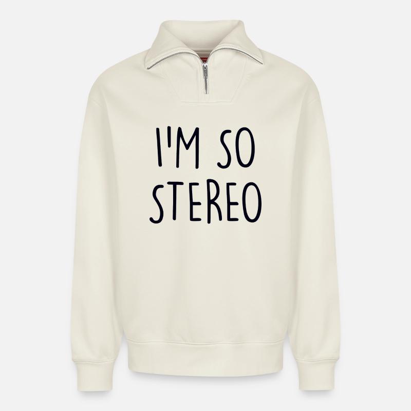 Stereo - Relaxed Unisex Organic Half Zip Sweatshirt – von SPREAD - Naturweiß