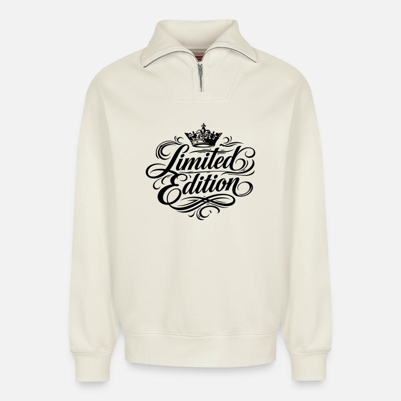 Limited edition - Relaxed Unisex Organic Half Zip Sweatshirt – by SPREAD - off white