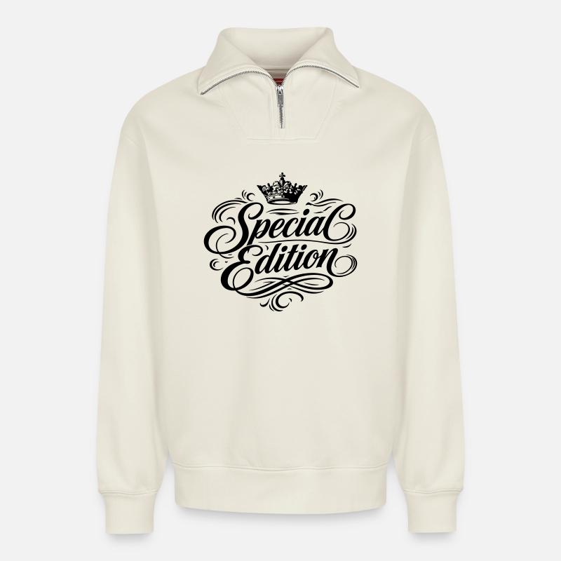 Special Edition - Relaxed Unisex Organic Half Zip Sweatshirt – von SPREAD - Naturweiß