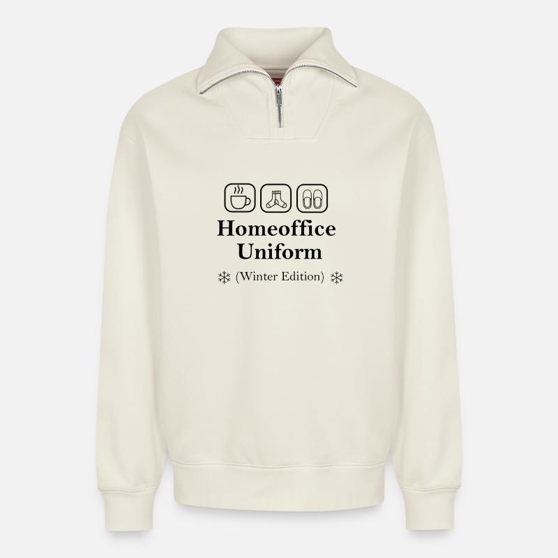 Icon_Homeoffice_Uniform_WW - Relaxed Unisex Organic Half Zip Sweatshirt – von SPREAD - Naturweiß