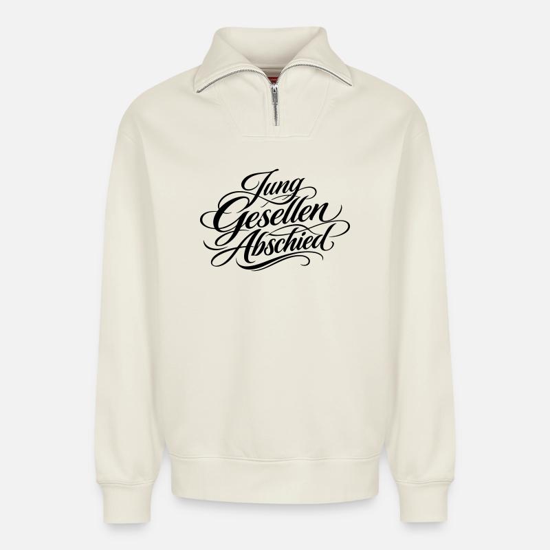 Junggesellen Abschied Jga - Relaxed Unisex Organic Half Zip Sweatshirt – von SPREAD - Naturweiß