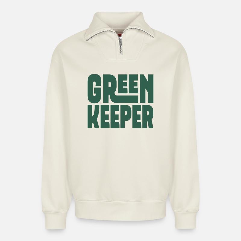 Greenkeeper for lawn lovers - Relaxed Unisex Organic Half Zip Sweatshirt – by SPREAD - off white