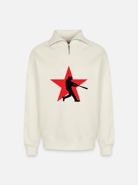 Baseball – Sport - Relaxed Unisex Organic Half Zip Sweatshirt – von SPREAD - Naturweiß