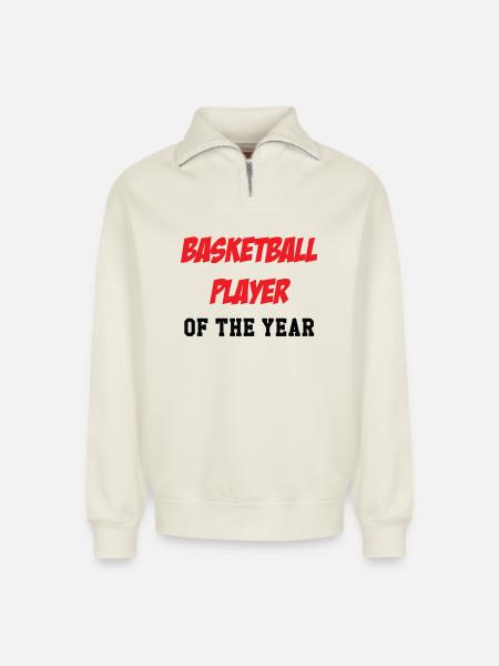 Basketball Player of the Year - Relaxed Unisex Organic Half Zip Sweatshirt – by SPREAD - off white