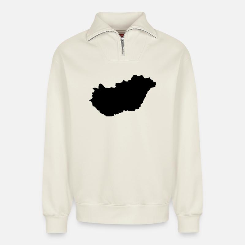 Ungarn Land - Relaxed Unisex Organic Half Zip Sweatshirt – von SPREAD - Naturweiß