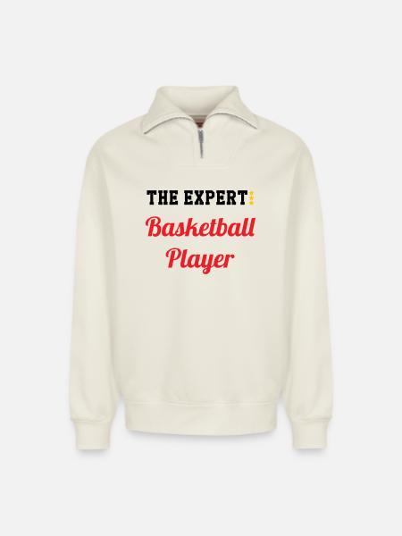 L'Expert du Basket - Sweat unisexe décontracté en coton biologique à demi-zip – de SPREAD - blanc cassé