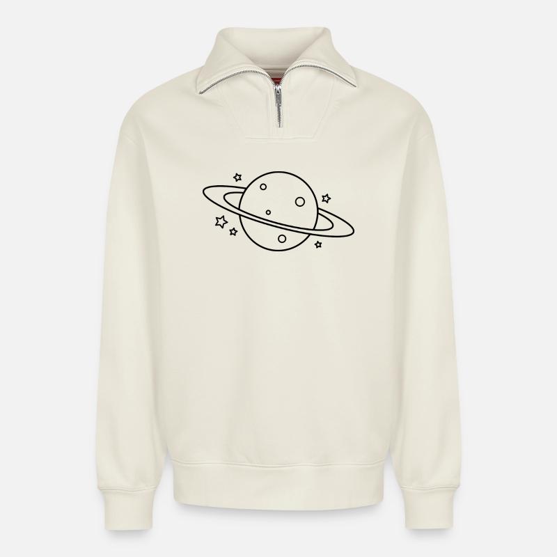 Planet - Relaxed Unisex Organic Half Zip Sweatshirt – von SPREAD - Naturweiß