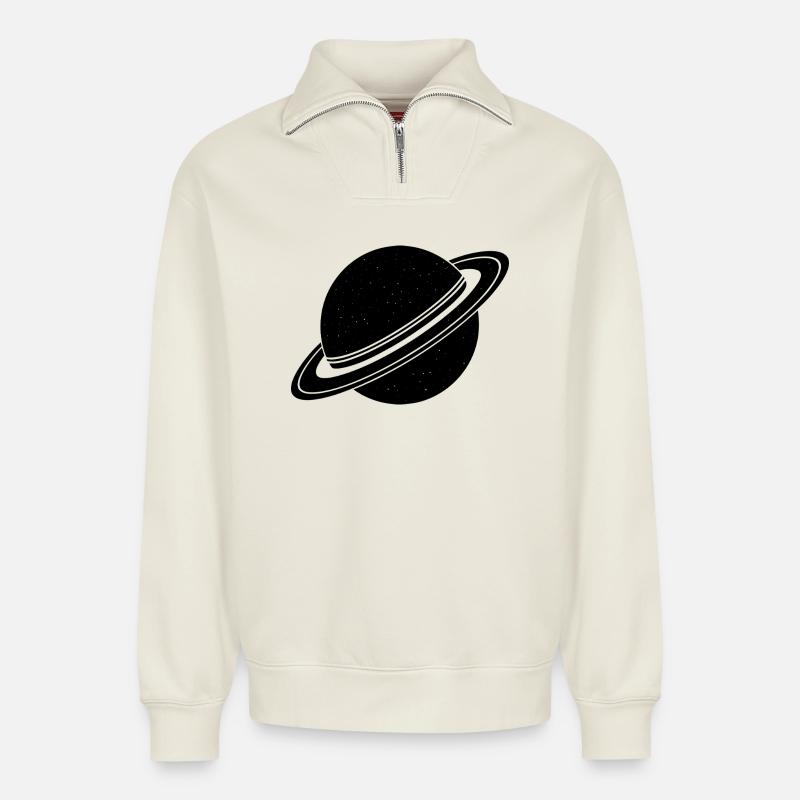Planet - Relaxed Unisex Organic Half Zip Sweatshirt – von SPREAD - Naturweiß
