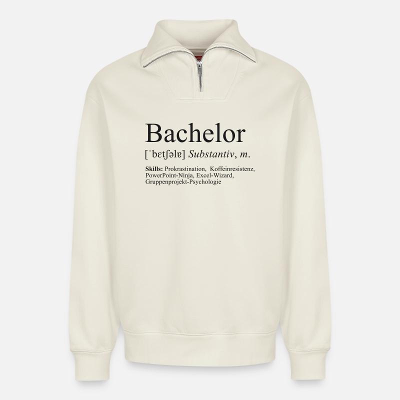 Bachelor - Relaxed Unisex Organic Half Zip Sweatshirt – von SPREAD - Naturweiß
