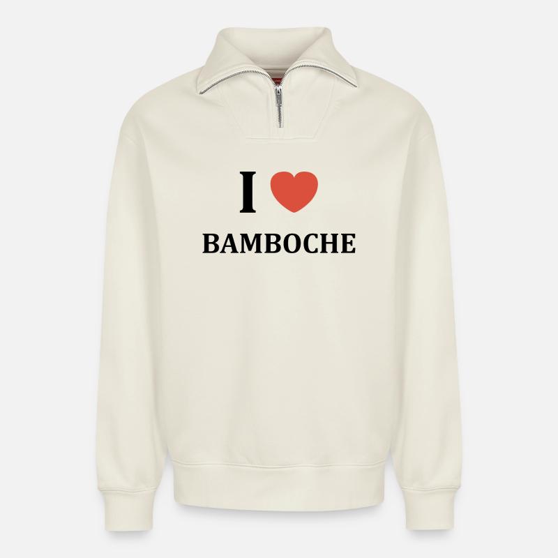 Bamboche - Relaxed Unisex Organic Half Zip Sweatshirt – von SPREAD - Naturweiß