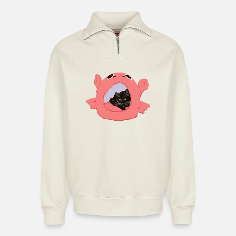 KRABBENHAUS - Relaxed Unisex Organic Half Zip Sweatshirt – von SPREAD - Naturweiß