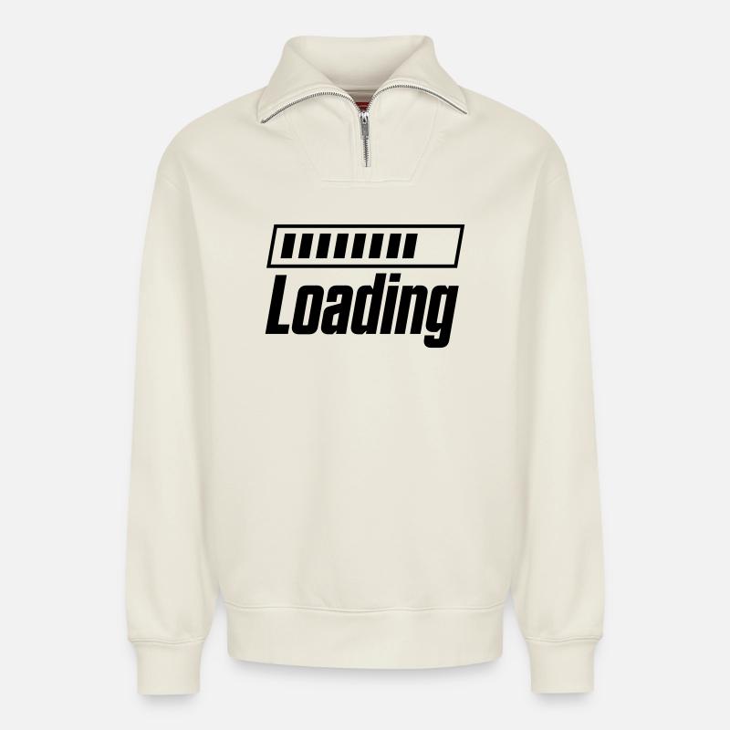 Loading Ladebalken - Relaxed Unisex Organic Half Zip Sweatshirt – von SPREAD - Naturweiß