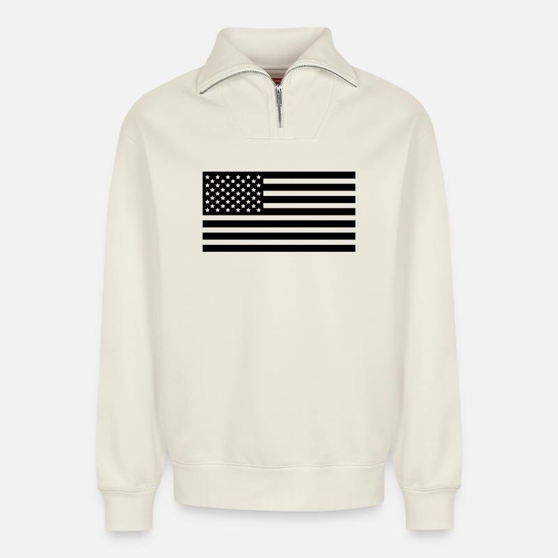 Use Flags - Relaxed Unisex Organic Half Zip Sweatshirt – by SPREAD - off white
