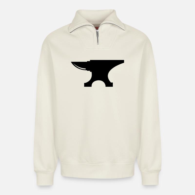 Amboss - Relaxed Unisex Organic Half Zip Sweatshirt – von SPREAD - Naturweiß