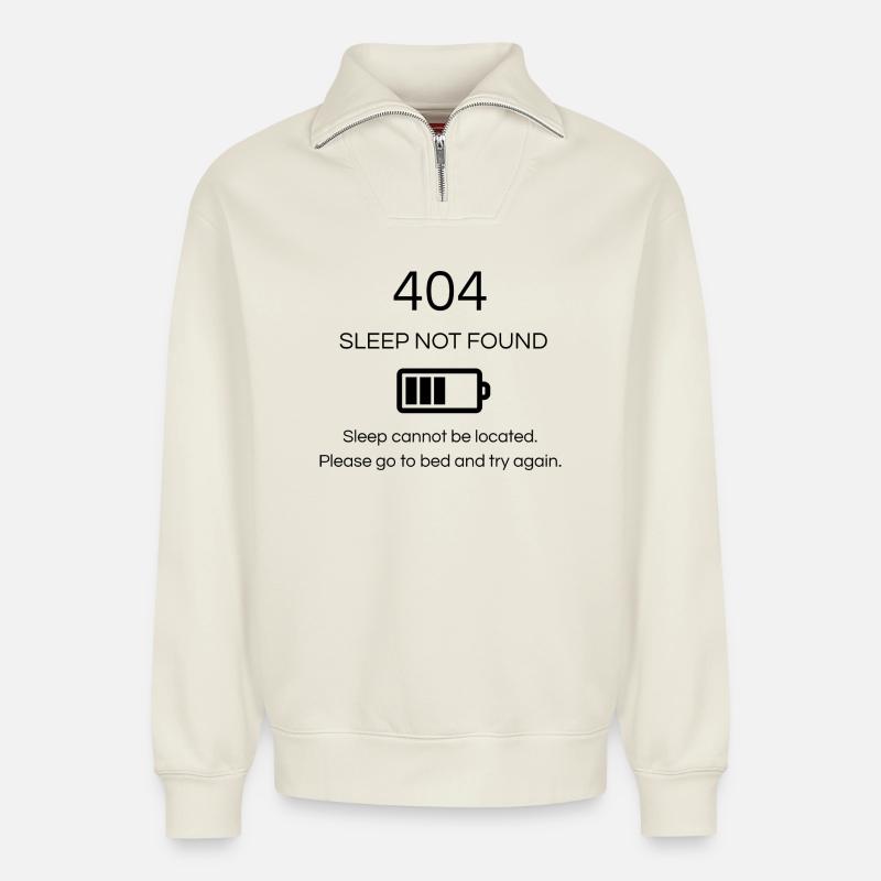 404 Schlaf nicht gefunden - Relaxed Unisex Organic Half Zip Sweatshirt – von SPREAD - Naturweiß