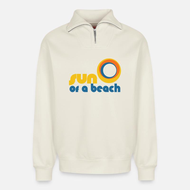 Sonne eines Strandes - Relaxed Unisex Organic Half Zip Sweatshirt – von SPREAD - Naturweiß